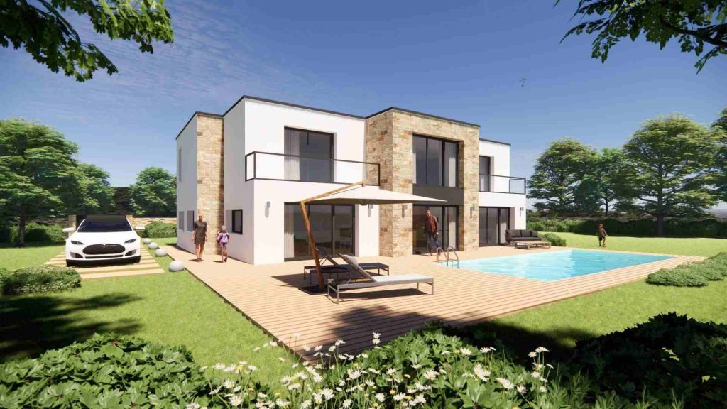 Construction maison sur mesure toit plat terrasse architecte le designer francais